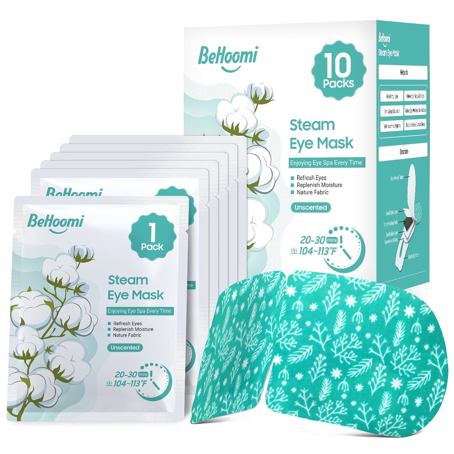 Steam Eye Mask, 30 Packs Heated Eye Mask, Self Heating Disposable SPA Warm Compress for Eyes （Lavender & Unscented & Tea Tree）