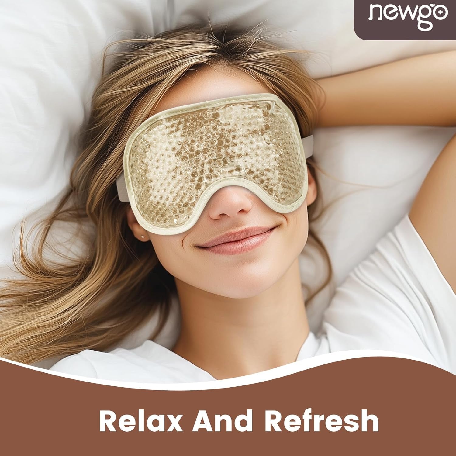 Cooling Eye Mask for Puffy Eyes, Cold Eye Mask Eye Ice Pack for after Eyes Surgery, Tension Stress Relief, Itchy Eyes, Headaches, Dark Circles - Champane
