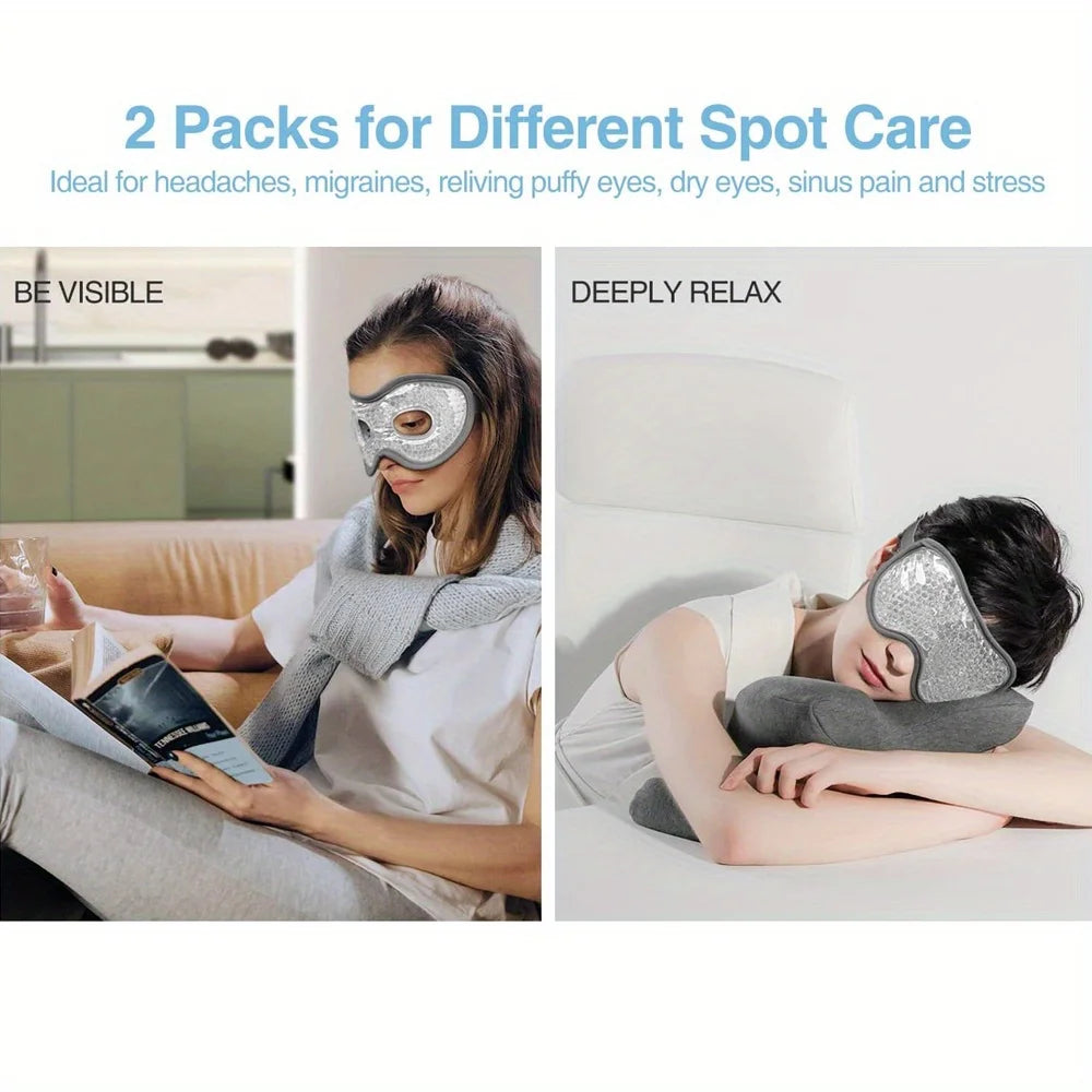2Pcs/Set Gel Eye Mask Cooling Eye Mask for Dry Eyes Care Hot & Cold Eye Ice Pack Reusable Gel Sleep Mask Cold Eye Compress Mask