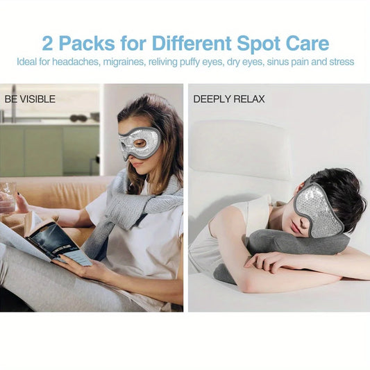2Pcs/Set Gel Eye Mask Cooling Eye Mask for Dry Eyes Care Hot & Cold Eye Ice Pack Reusable Gel Sleep Mask Cold Eye Compress Mask
