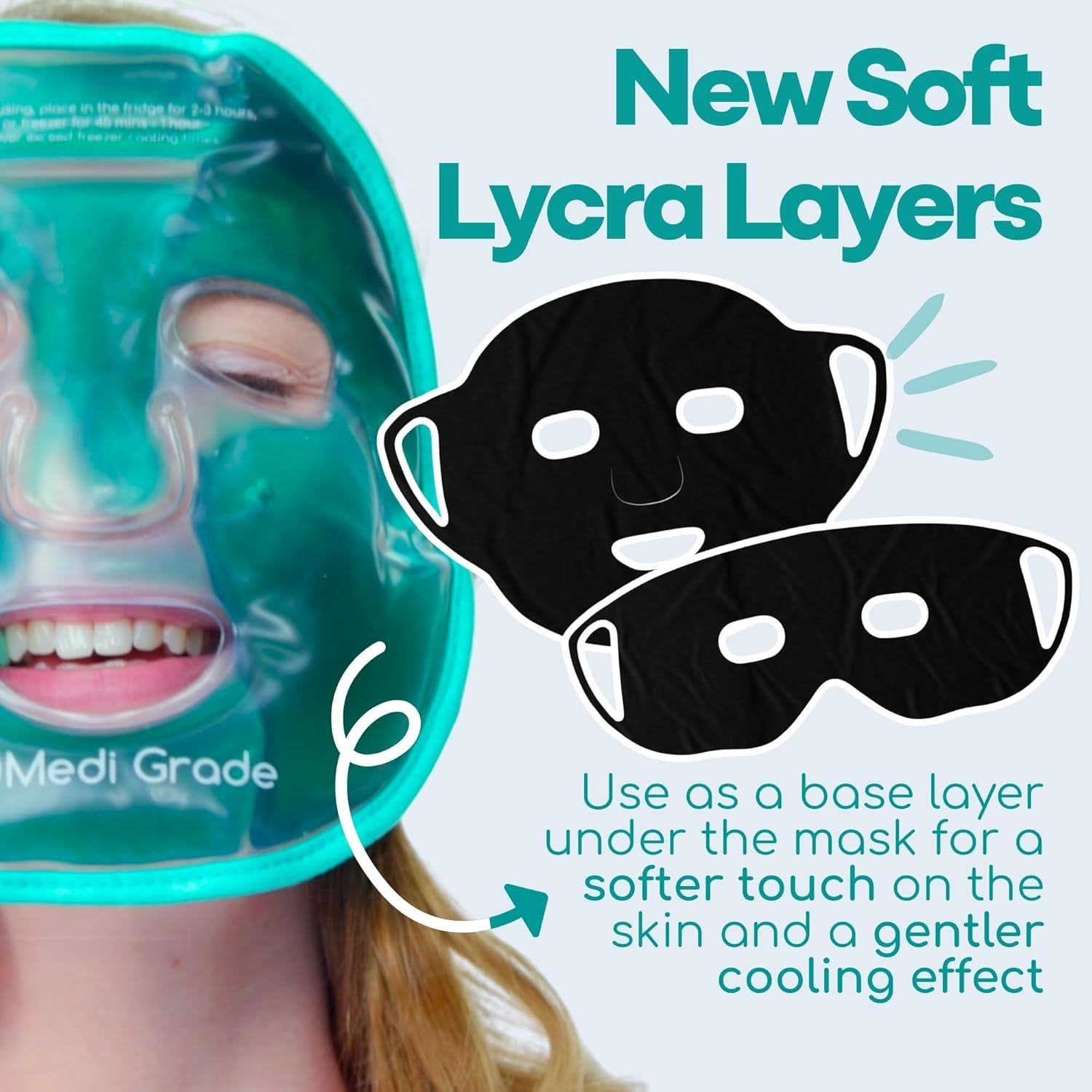 Cooling Ice Face Mask and Cooling Eye Mask for Puffy Eyes & Migraine Relief - Self Care Face Ice Pack with Chillgel Face Ice Mask Technology - Cooling Face Mask, Eye Pads and Bag