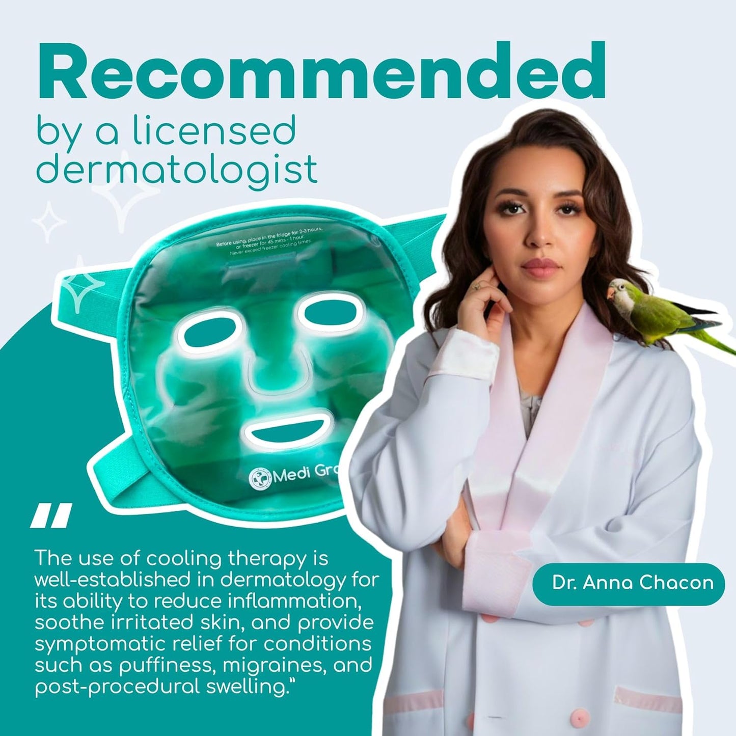 Cooling Ice Face Mask and Cooling Eye Mask for Puffy Eyes & Migraine Relief - Self Care Face Ice Pack with Chillgel Face Ice Mask Technology - Cooling Face Mask, Eye Pads and Bag