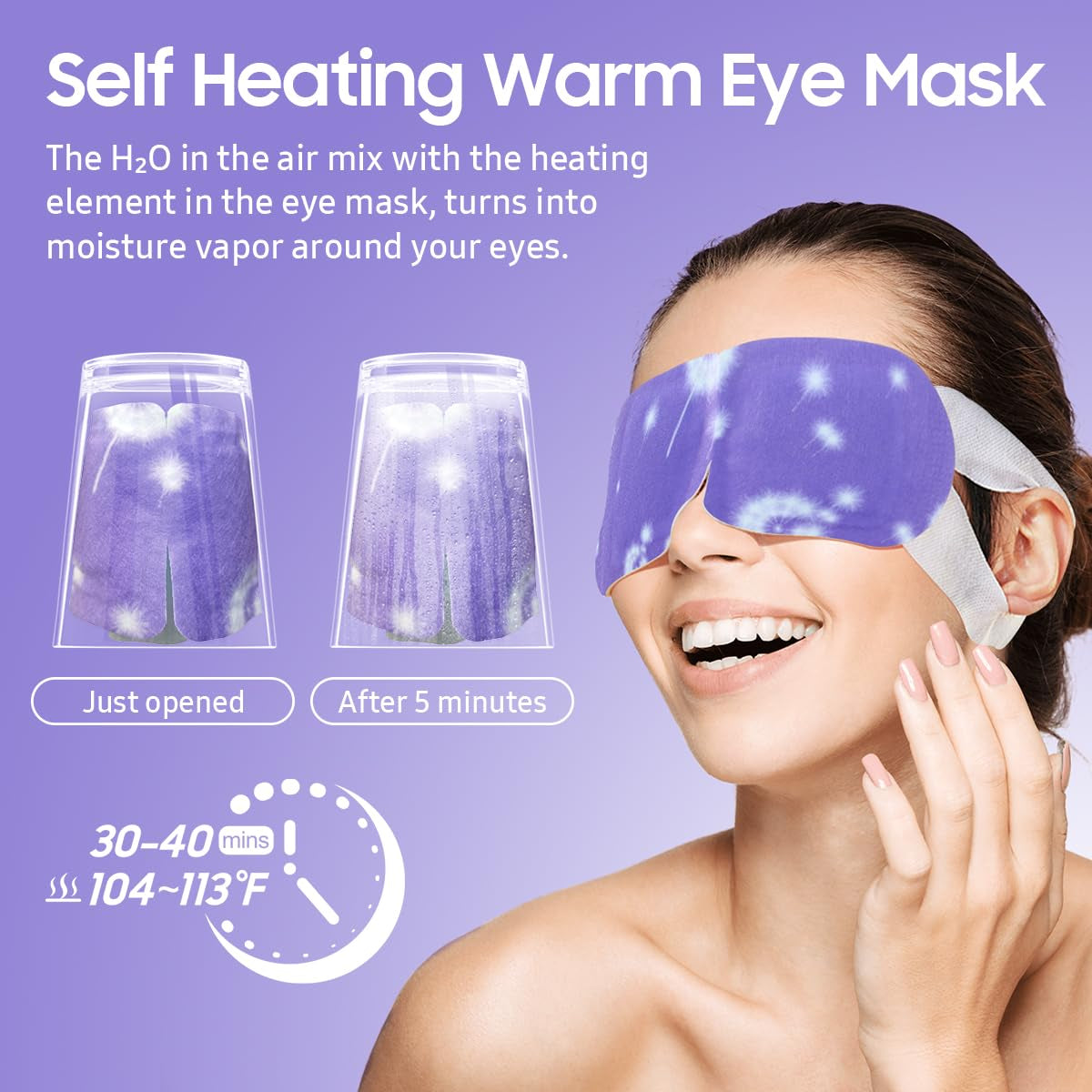 Steam Eye Mask, 30 Packs Heated Eye Mask, Self Heating Disposable SPA Warm Compress for Eyes （Lavender & Unscented & Tea Tree）