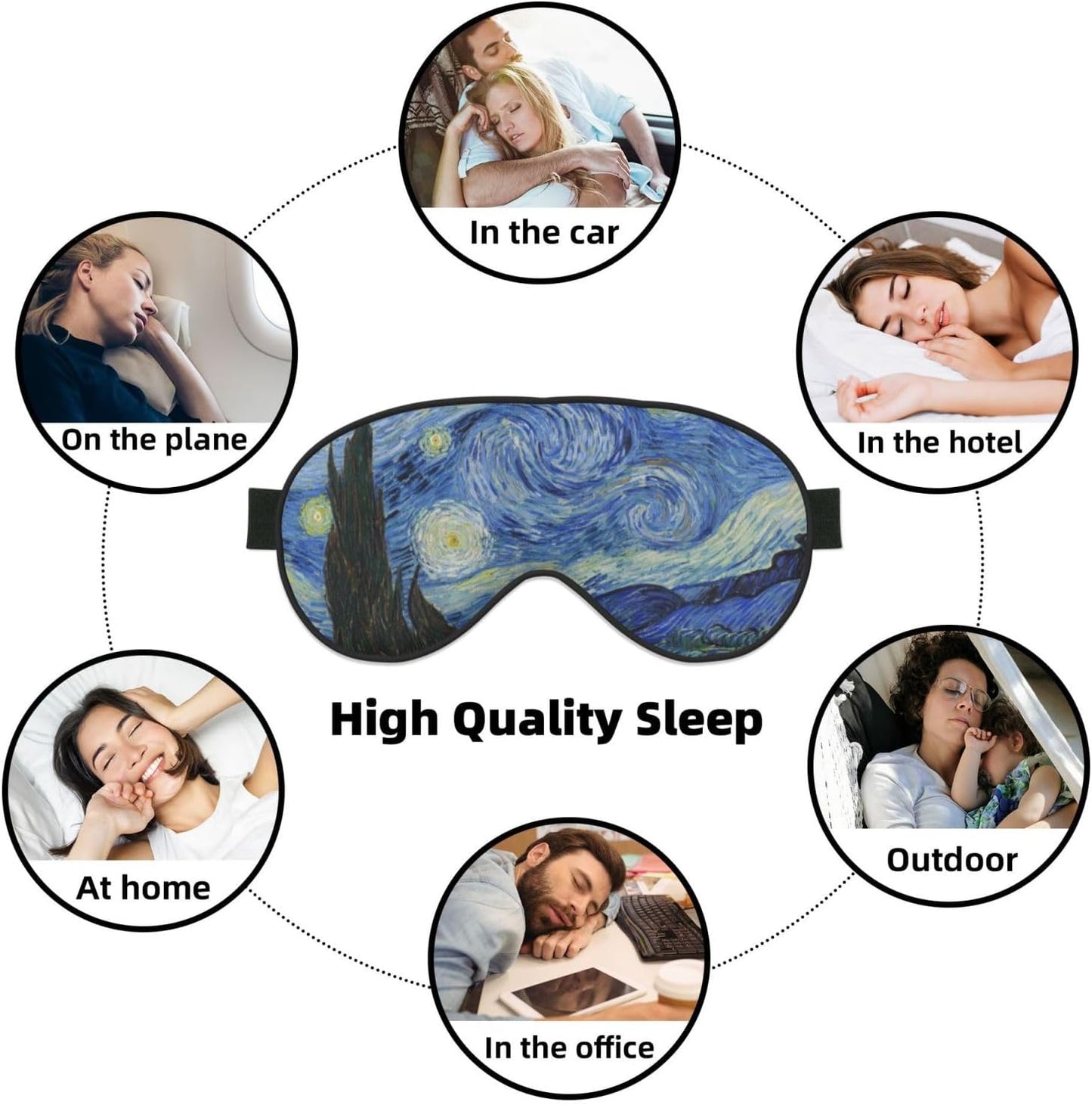 Starry Night Sleep Mask Eye Mask with Adjustable Strap Eye Sleep Shade Cover Blocks Light for Women Men Airplane Travel Nap